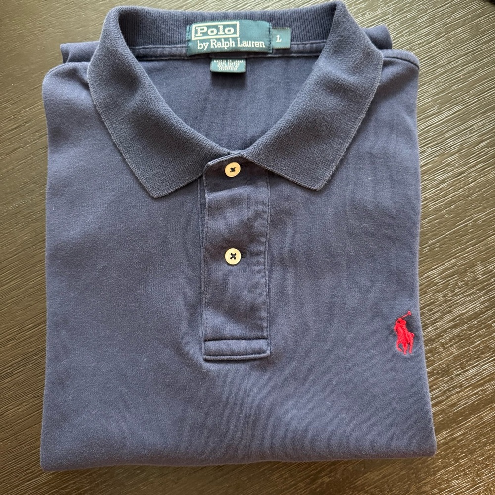 Ralph Lauren Navy Blue Polo Shirt Classic Soft Touch cotton